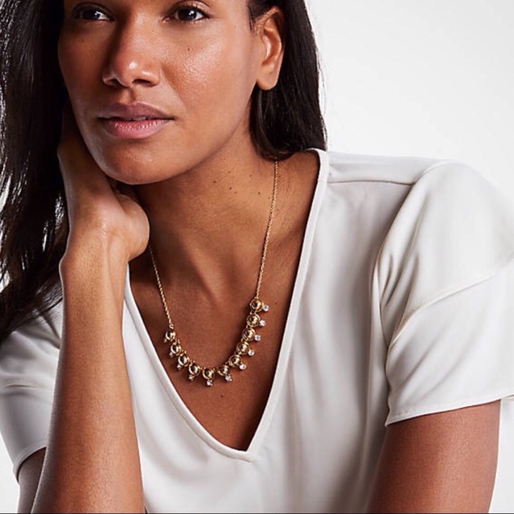 ANN TAYLOR Crystal Metallic Slider Necklace